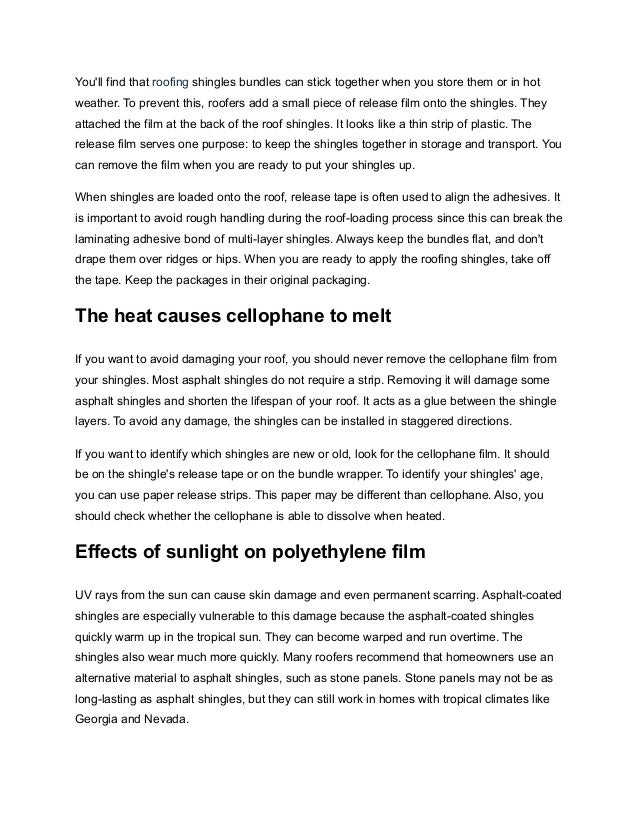 Do You Peel the Plastic Off of Shingles.