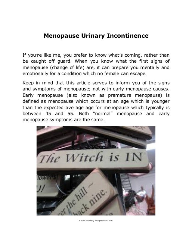 Do you suffer from menopause urinary incontinence