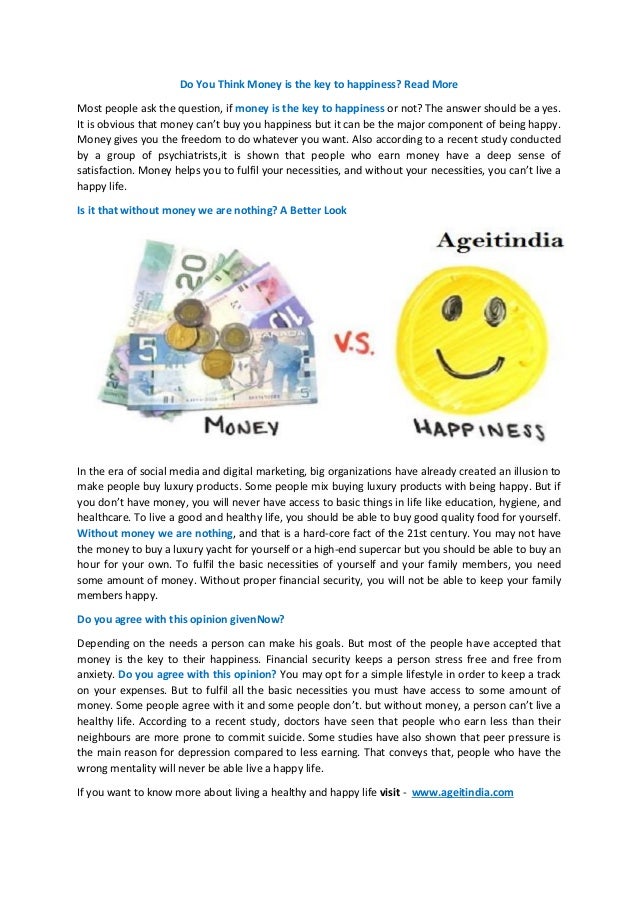 money is the key to happiness essay