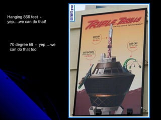 Hanging 866 feet -
yep….we can do that!
70 degree tilt - yep….we
can do that too!
 