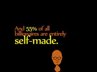 And 55% of all 
billionaires are entirely self-made. 
 
