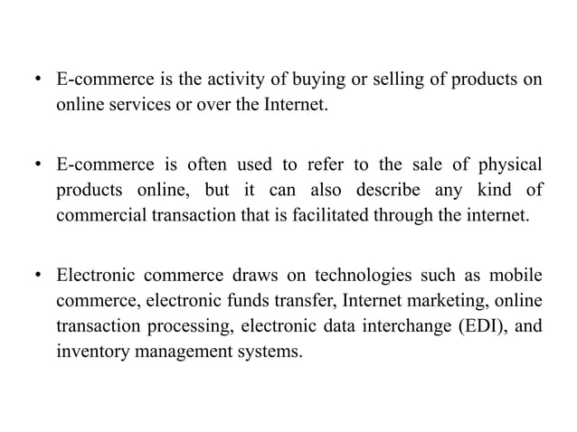 E commerce, Joint venture, Franchising, Merger and Acquisition | PPTX