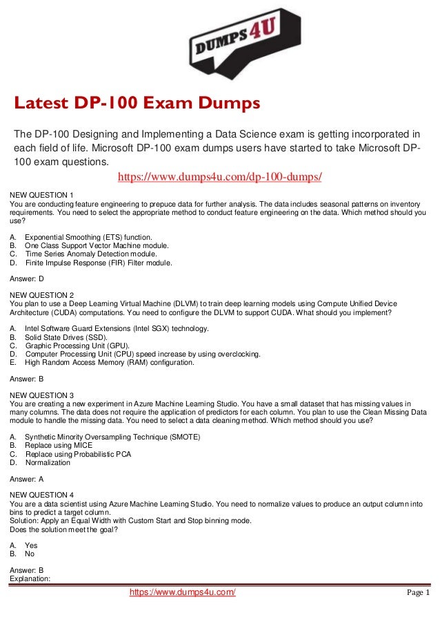 DP-100 Ausbildungsressourcen