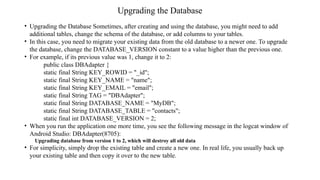 The mobile Application Development Data Persistence PPT | PPTX