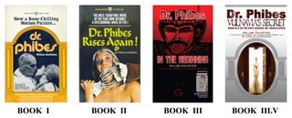 DR. PHIBES is going to
the Oscars in 2014! - and
you can help him get there!
BEST HORROR MOVIE
OF ALL TIME !
#33.
The Abominable Dr. Phibes

What was started in “THE ABOMINABLE DR. PHIBES” and “DR. PHIBES RISES AGAIN!”
has grown into Cult Hero status as Dr. Phibes continues to attract an ever loyal fan base and
global audience. The two original feature films and accompanying books “DR. PHIBES” and
“DR. PHIBES RISES AGAIN!” have recently been added to to meet the rising demands of
our forever loving fans with two brand new books “DR. PHIBES IN THE BEGINNING” and
“DR. PHIBES VULNAVIA’S SECRET” (published 2011 and 2013 respectfully) branding Dr.
Phibes and his full cast of characters and bringing them into the 21st century with The CultClassic Dr. Phibes Series.

BOOK I

BOOK II

BOOK III

BOOK III.V

THE CULT-CLASSIC DR. PHIBES SERIES
Our global fans are waiting for Dr. Phibes to return to the big screen and now we are offering
you a very special chance to be a part of getting him there. All pledged funds will be used to produce
a new vignette for release and premier screening on our FOREVER PHIBES YouTube Channel:
(http://www.youtube.com/user/FOREVERPHIBES/feed) and pitch package center piece for
proposal presentation Make your pledge today and become a Dr. Phibes Phan Forever.

 