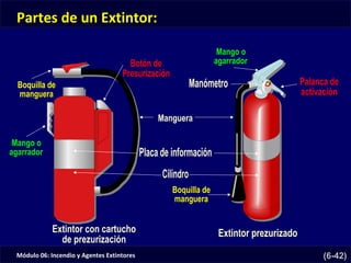 Módulo 06: Incendio y Agentes Extintores (6-42)
Partes de un Extintor:
 