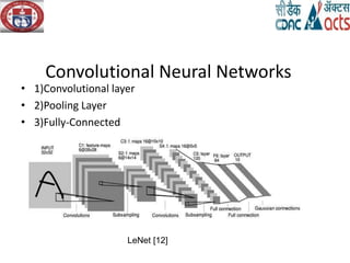 Convolutional Neural Networks
• 1)Convolutional layer
• 2)Pooling Layer
• 3)Fully-Connected
LeNet [12]
 