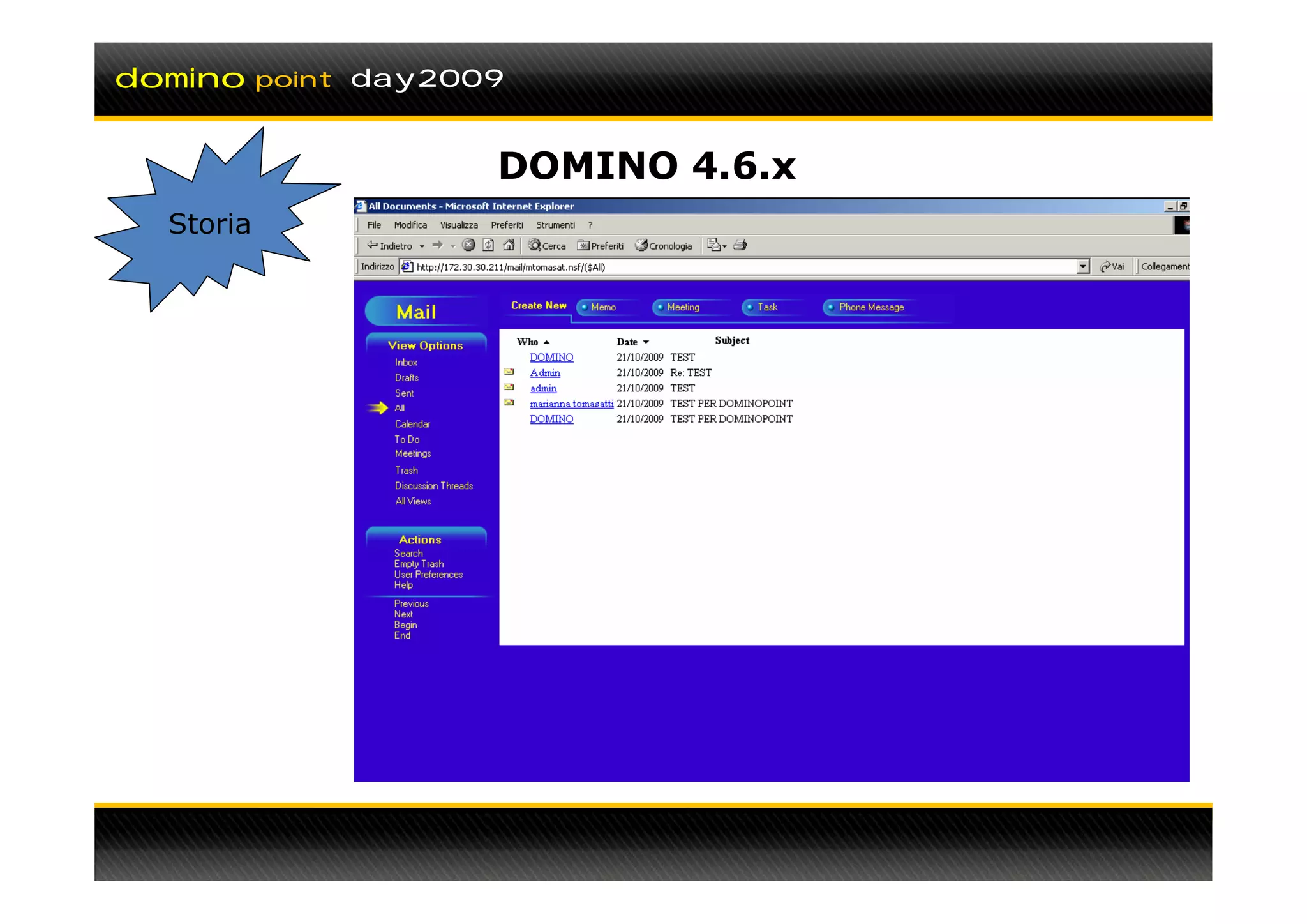 domino     point day2009



                       DOMINO 4.6.x
  Storia
 