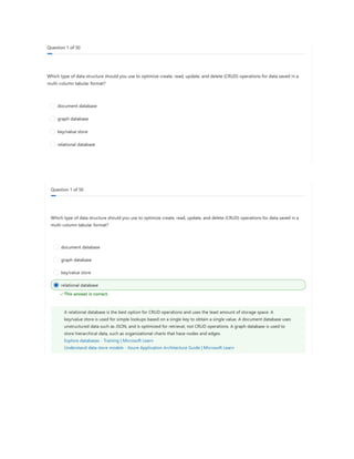 DP 900 Azure Data Fundamentals Quesions Microsoft | PDF