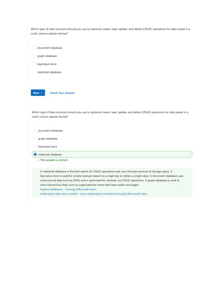 DP 900 Azure Data Fundamentals Quesions Microsoft | PDF