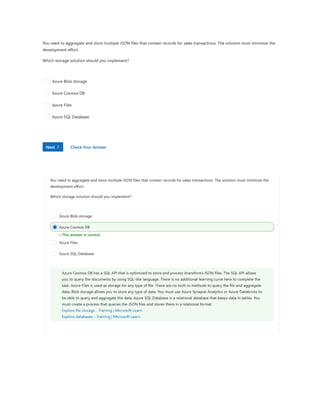 DP 900 Azure Data Fundamentals Quesions Microsoft | PDF