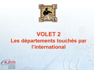 VOLET 2
Les départements touchés par
l’international
 