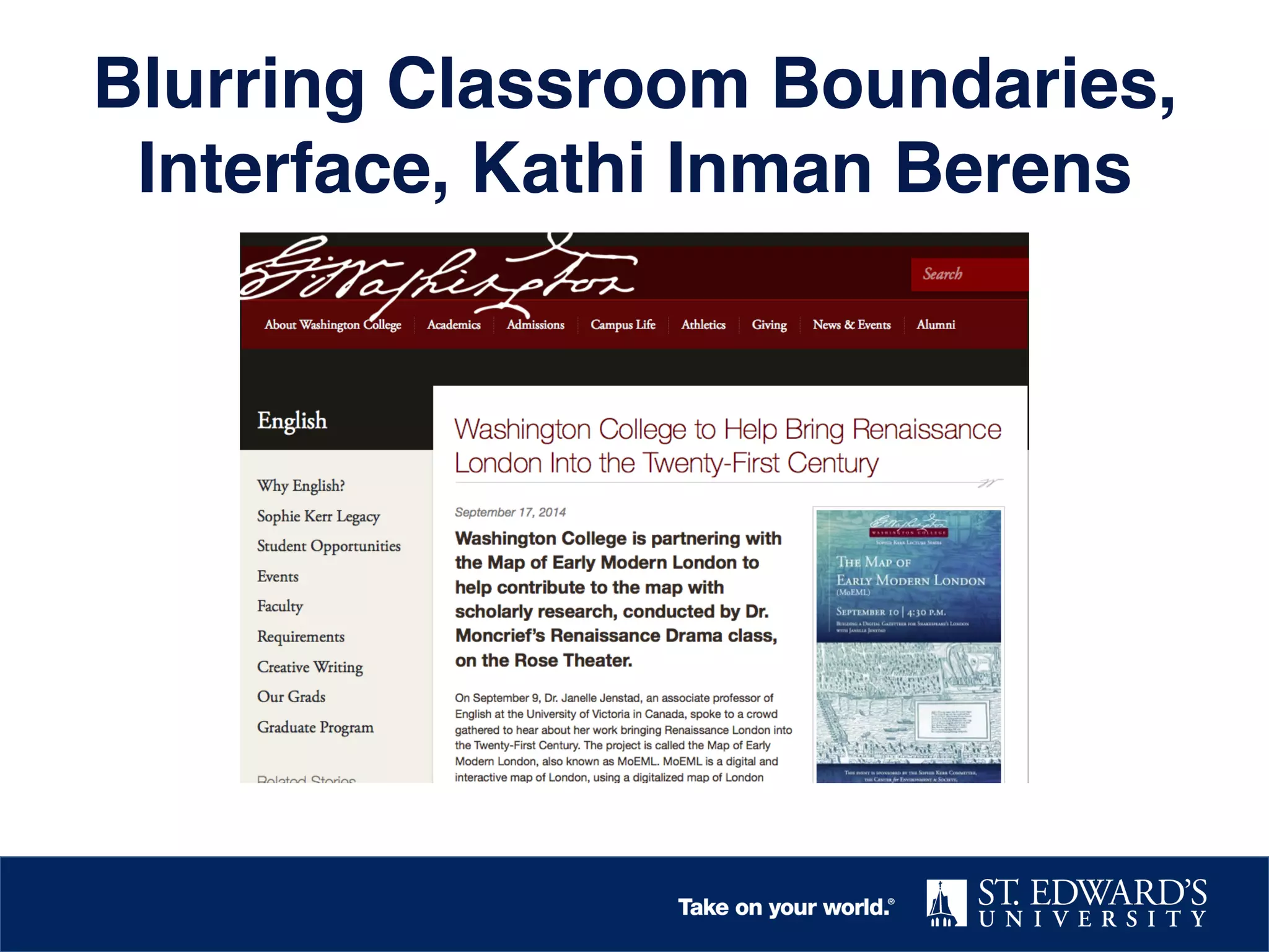 Blurring Classroom Boundaries,
Interface, Kathi Inman Berens!
 