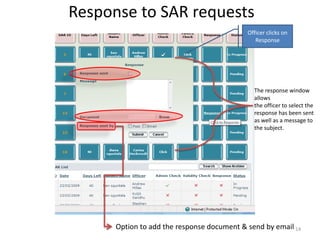 Response to SAR requests
                                            Officer clicks on
                                   ...