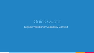 Quick Quota
Digital Practitioner Capability Context
 