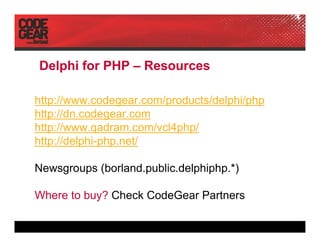 DPC2007 CodeGear, Delphi For PHP (Pawel Glowacki)