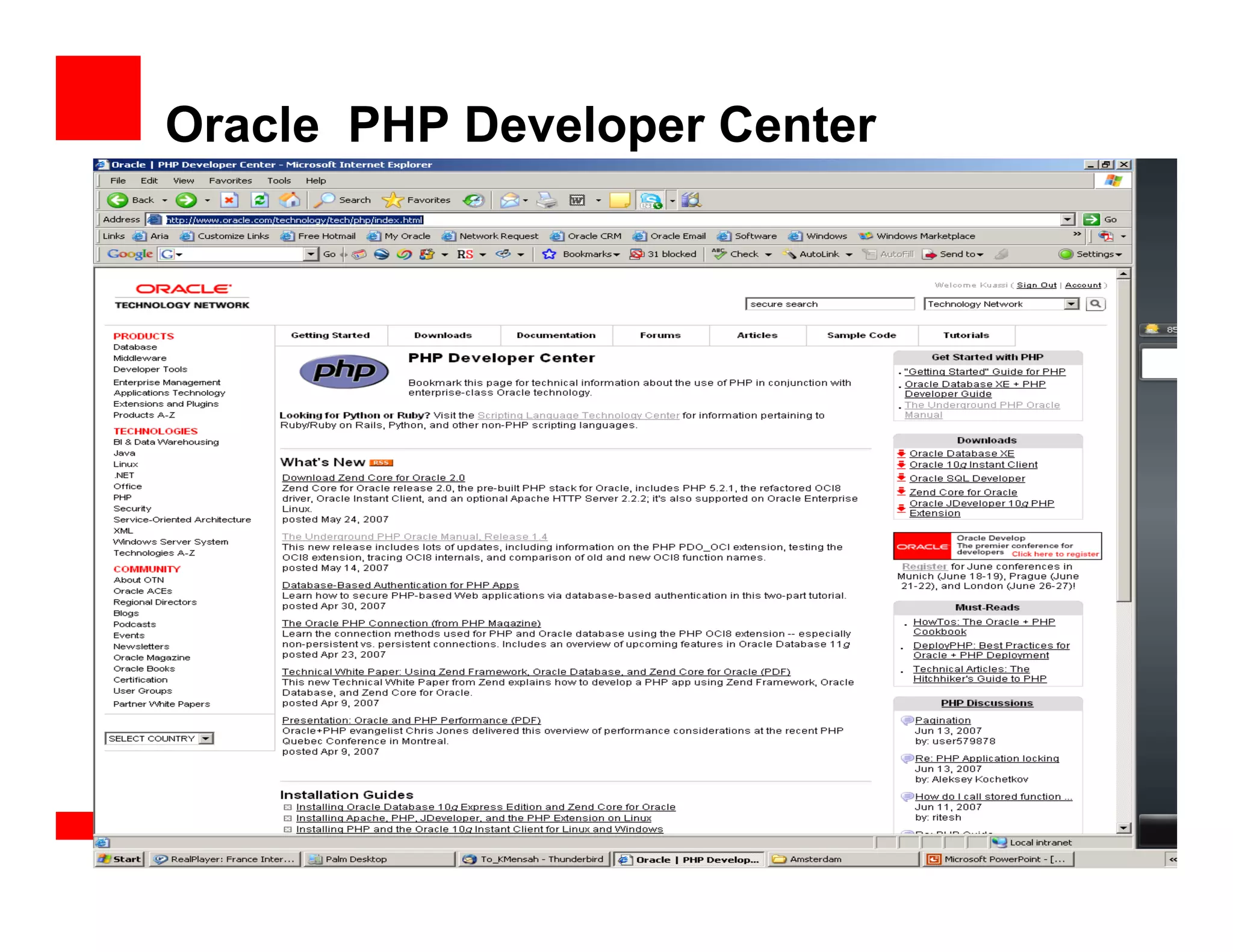 DPC2007 PHP And Oracle (Kuassi Mensah)