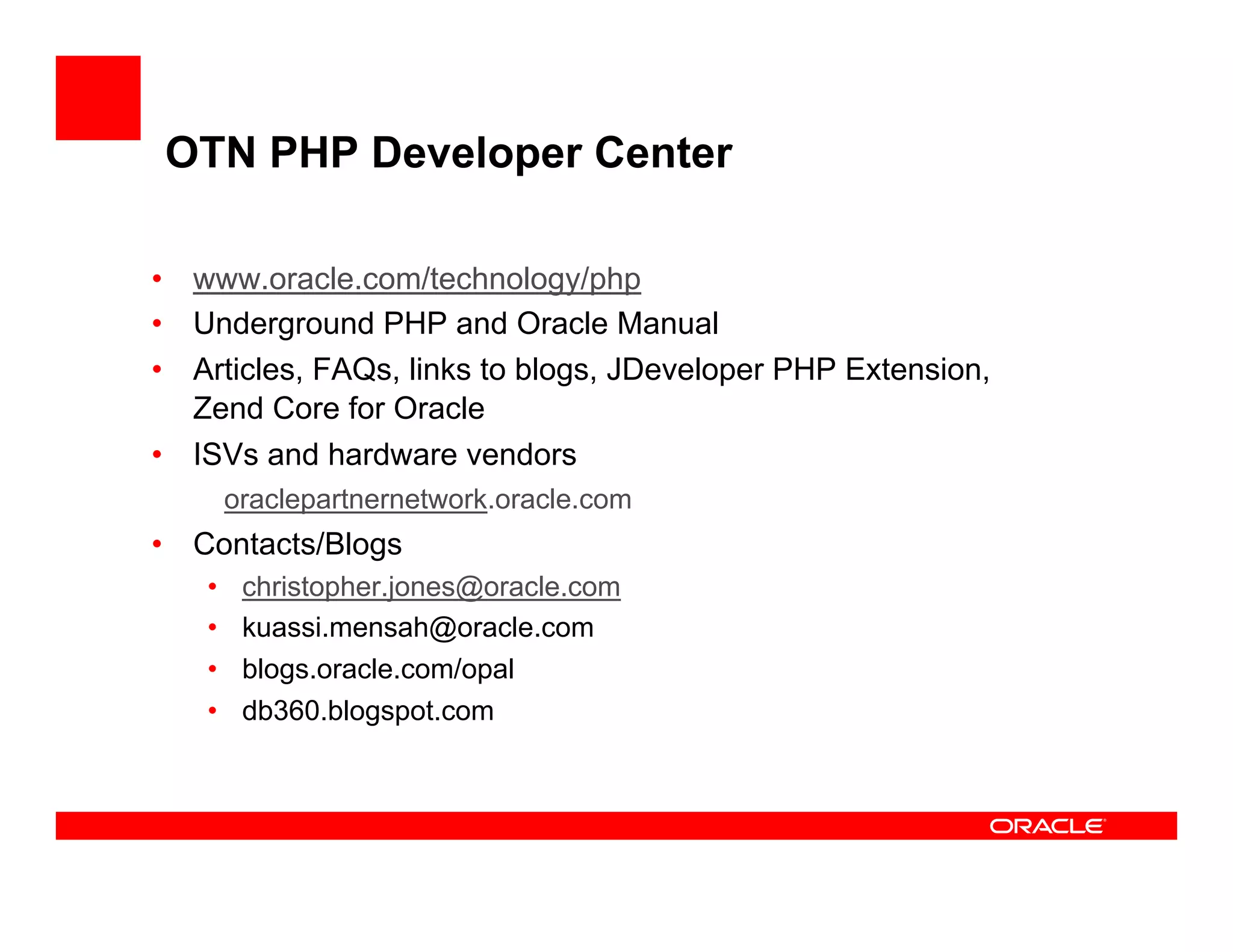 DPC2007 PHP And Oracle (Kuassi Mensah)
