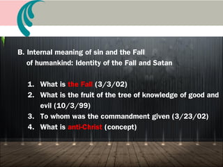 A. Fundamentals of Indemnification and the Principle of
Restoration
1. God teaches Adam before the Fall: Language of
Heaven
2. Adam teaches his children: Language of humans
3. Adam’s grandchildren and descendants are taught by
their parents: 8 GTTM
4. Direct dominion and indirect dominion: Relationship
of choice
Book 8 Sin and Restoration through Indemnity
 