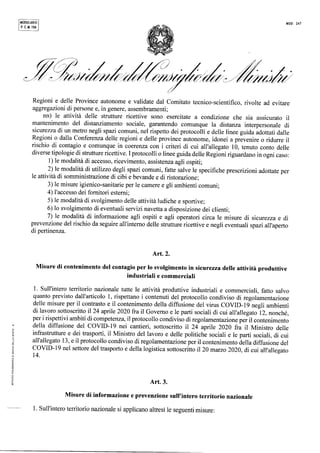 Il Dpcm del 24 ottobre 2020