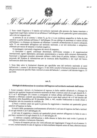 Il Dpcm del 24 ottobre 2020