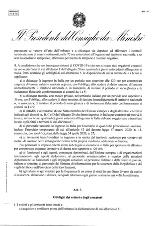 Il Dpcm del 24 ottobre 2020