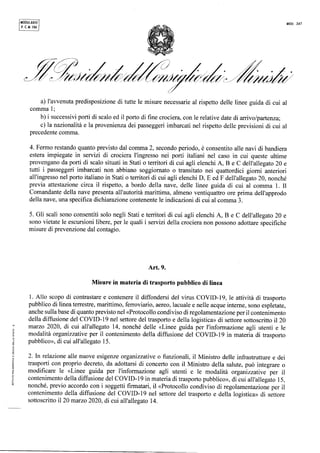 Il Dpcm del 24 ottobre 2020