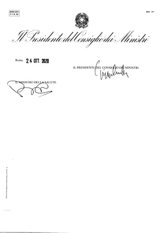 Il Dpcm del 24 ottobre 2020