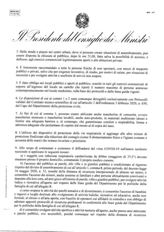 Il Dpcm del 24 ottobre 2020