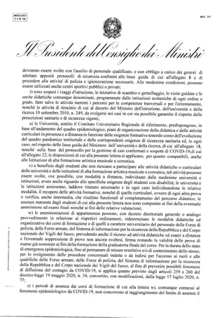 Il Dpcm del 24 ottobre 2020