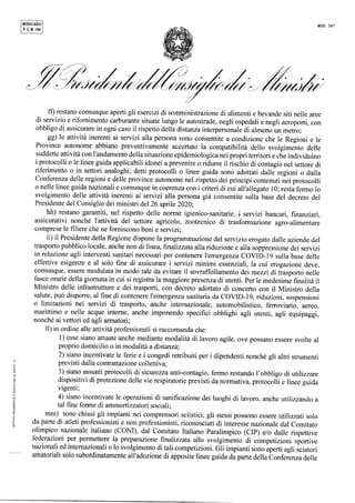 Il Dpcm del 24 ottobre 2020