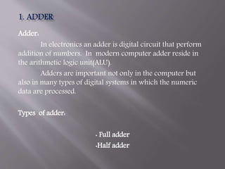 Arithmetic Logic | PPTX