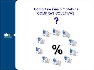 Como funciona o modelo de
 COMPRAS COLETIVAS

           ?


         %
 