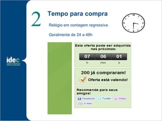 2   Tempo para compra
    Relógio em contagem regressiva

    Geralmente de 24 a 48h
 