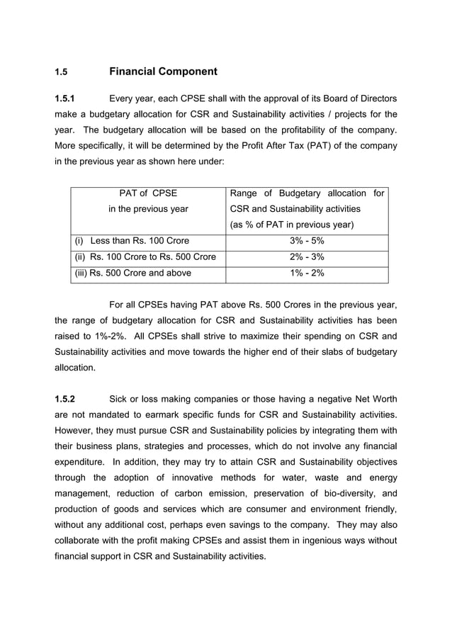 Dpe Guidelines On Csr And Sustainability 2013 PDF