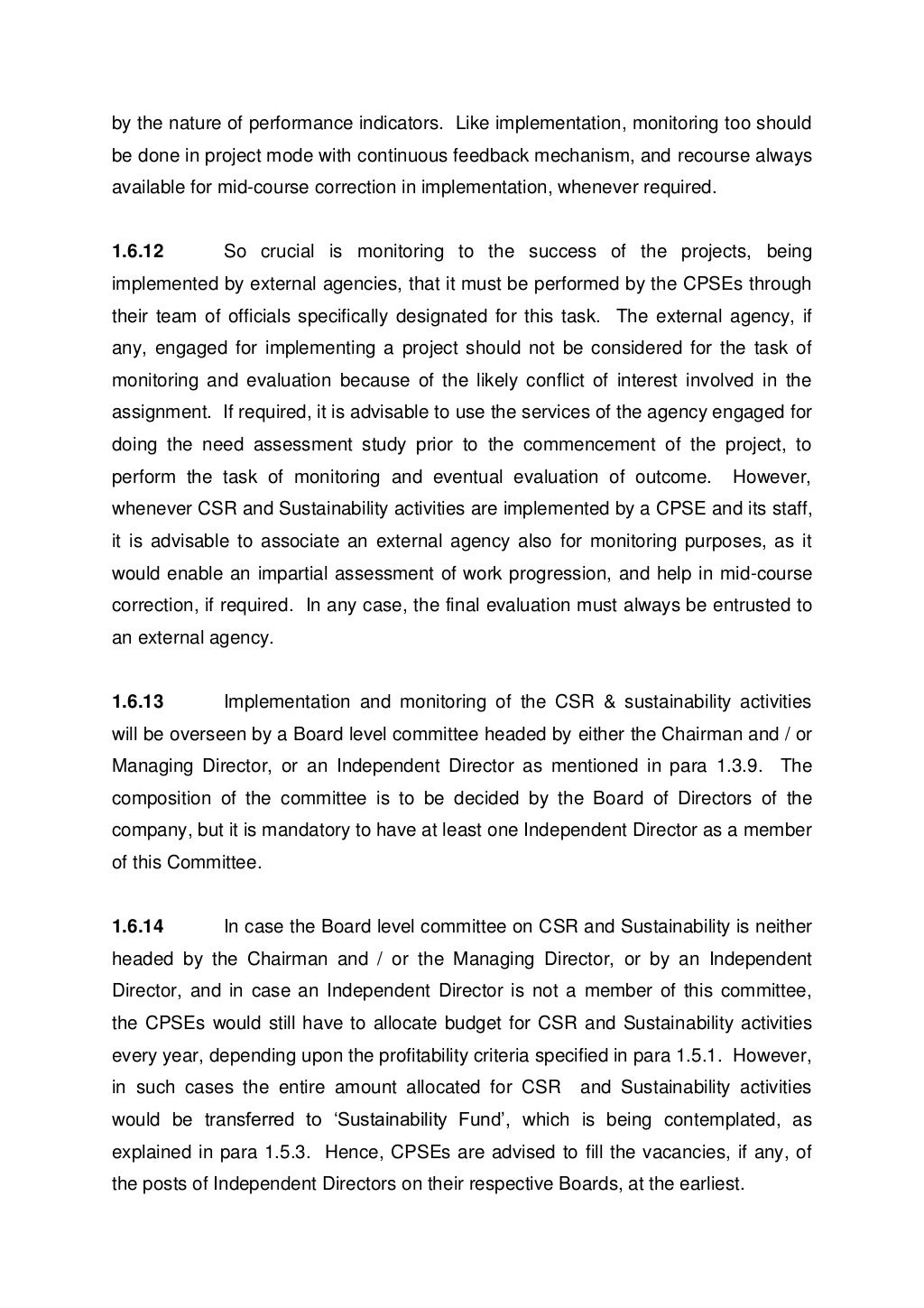 Dpe Guidelines On Csr And Sustainability 2013