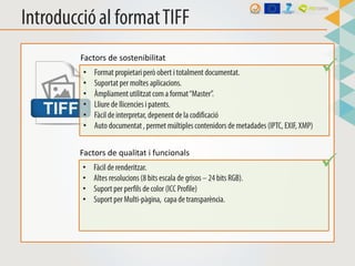 TIFF ("Tagged Image File Format“) és una estructura preestablerta i específica de
bits per a l’organització d’una imatges ...