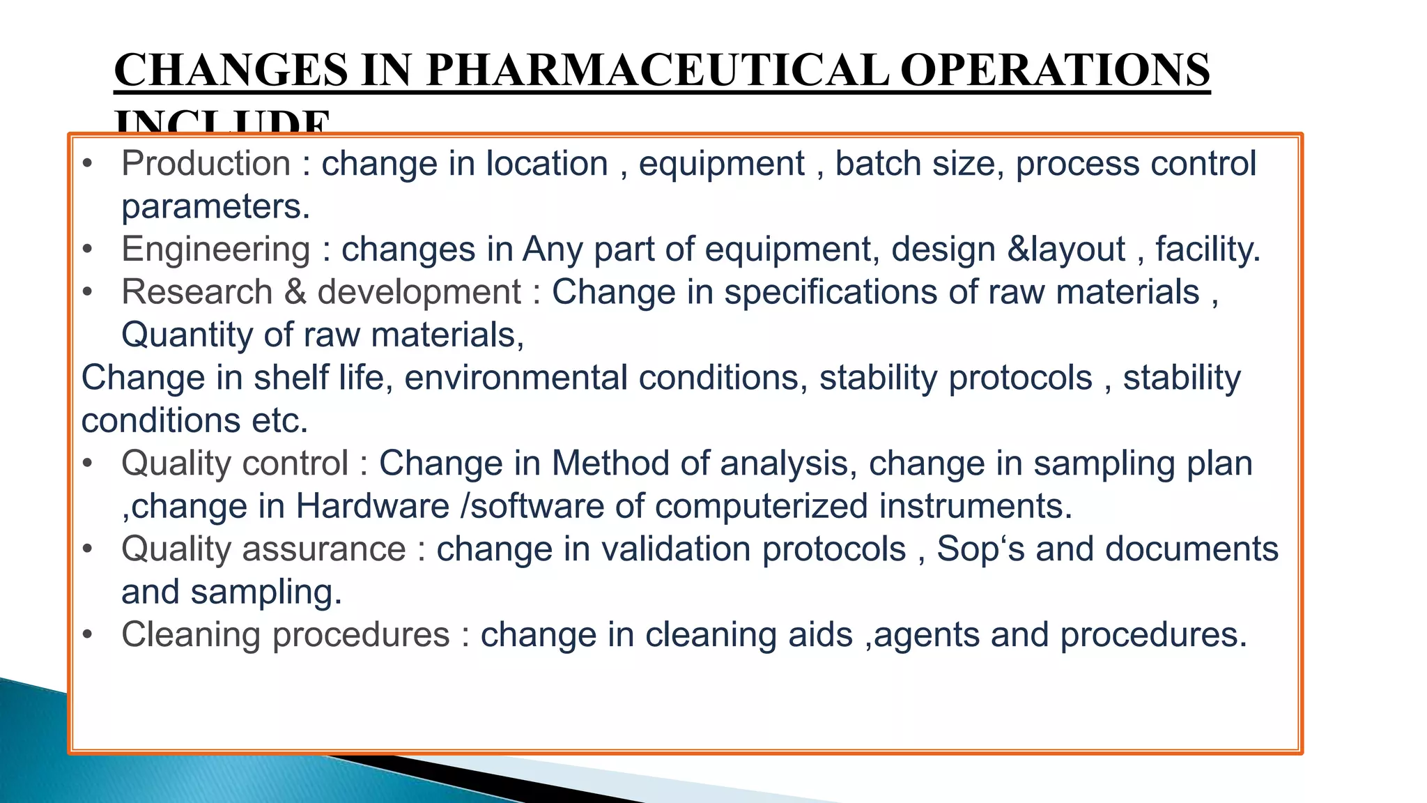 Drug product inspection & change control | PPTX