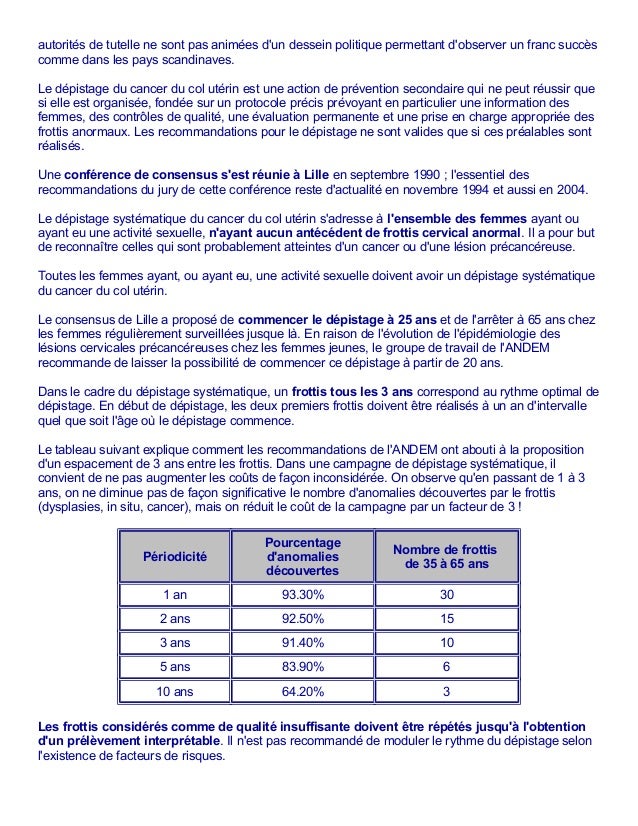 Depistage Du Cancer Du Col Uterin