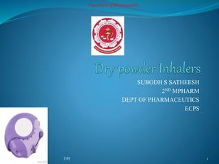 SUBODH S SATHEESH
2ND MPHARM
DEPT OF PHARMACEUTICS
ECPS
Department of pharmaceutics
1DPI