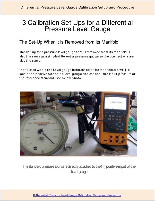 Differential Pressure Level Gauge Calibration Setup and Procedure