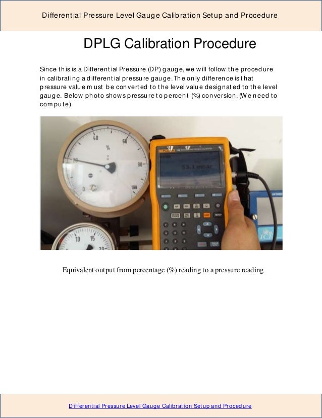 Differential Pressure Level Gauge Calibration Setup and Procedure