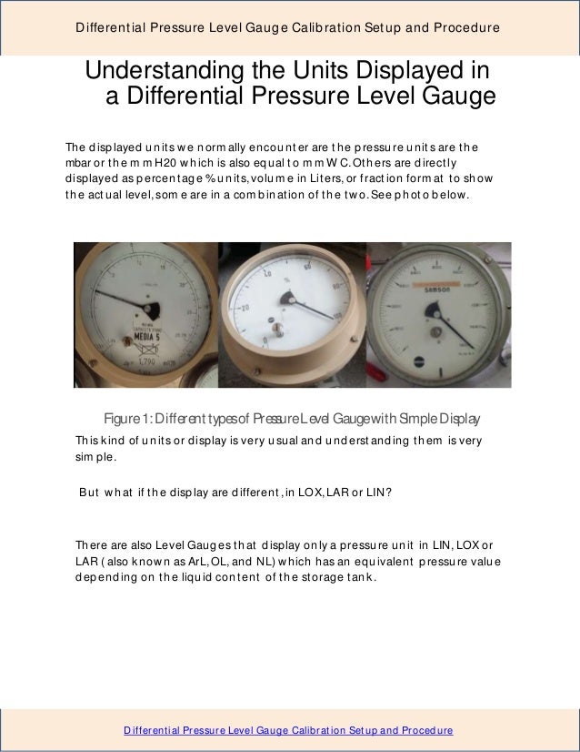 Differential Pressure Level Gauge Calibration Setup and Procedure
