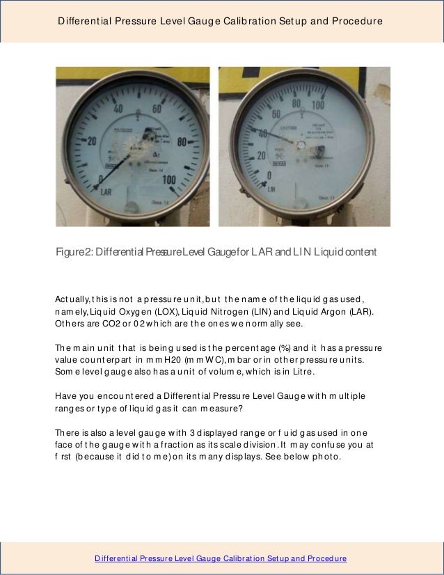 Differential Pressure Level Gauge Calibration Setup and Procedure