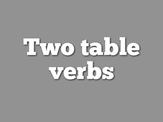 Two table
verbs
 