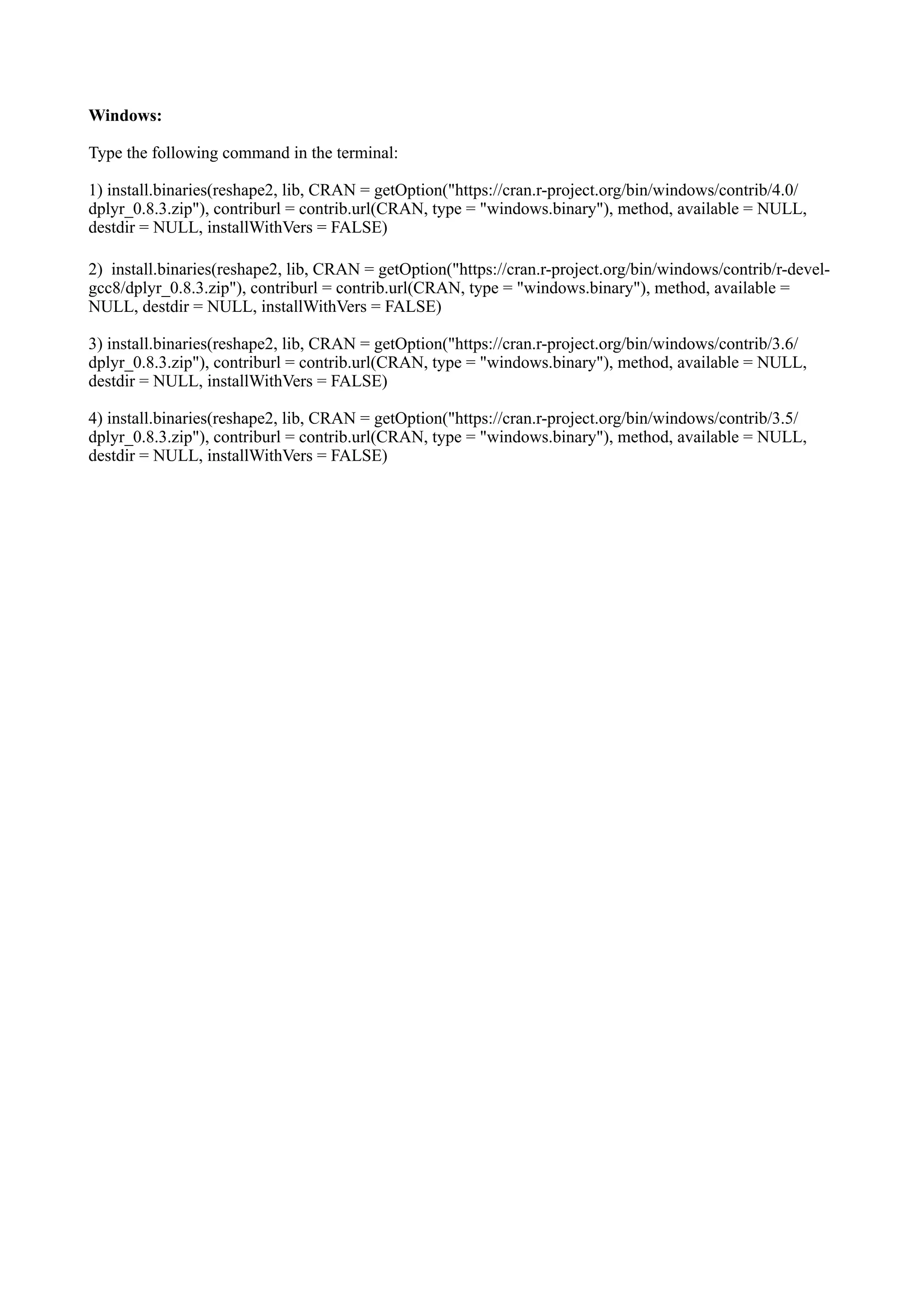Dplyr installation instructions pdf