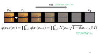 fixed
49
신경망 훈련없이 가능하다는 의미
베타t는 미리 정해 둔 상수
x_t 는 x_0에서 생성할 수 있음
 