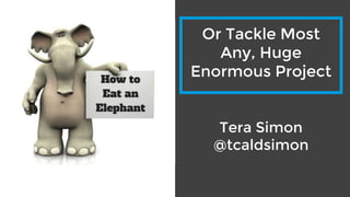 Tera Simon
@tcaldsimon
Or Tackle Most
Any, Huge
Enormous Project
 