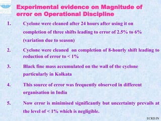 Experimental evidence on Magnitude of
error on Operational Discipline
1. Cyclone were cleaned after 24 hours after using i...