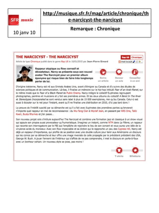 10 janv 10 http://musique.sfr.fr/mag/article/chronique/the-narcicyst-the-narcicyst   Remarque : Chronique   